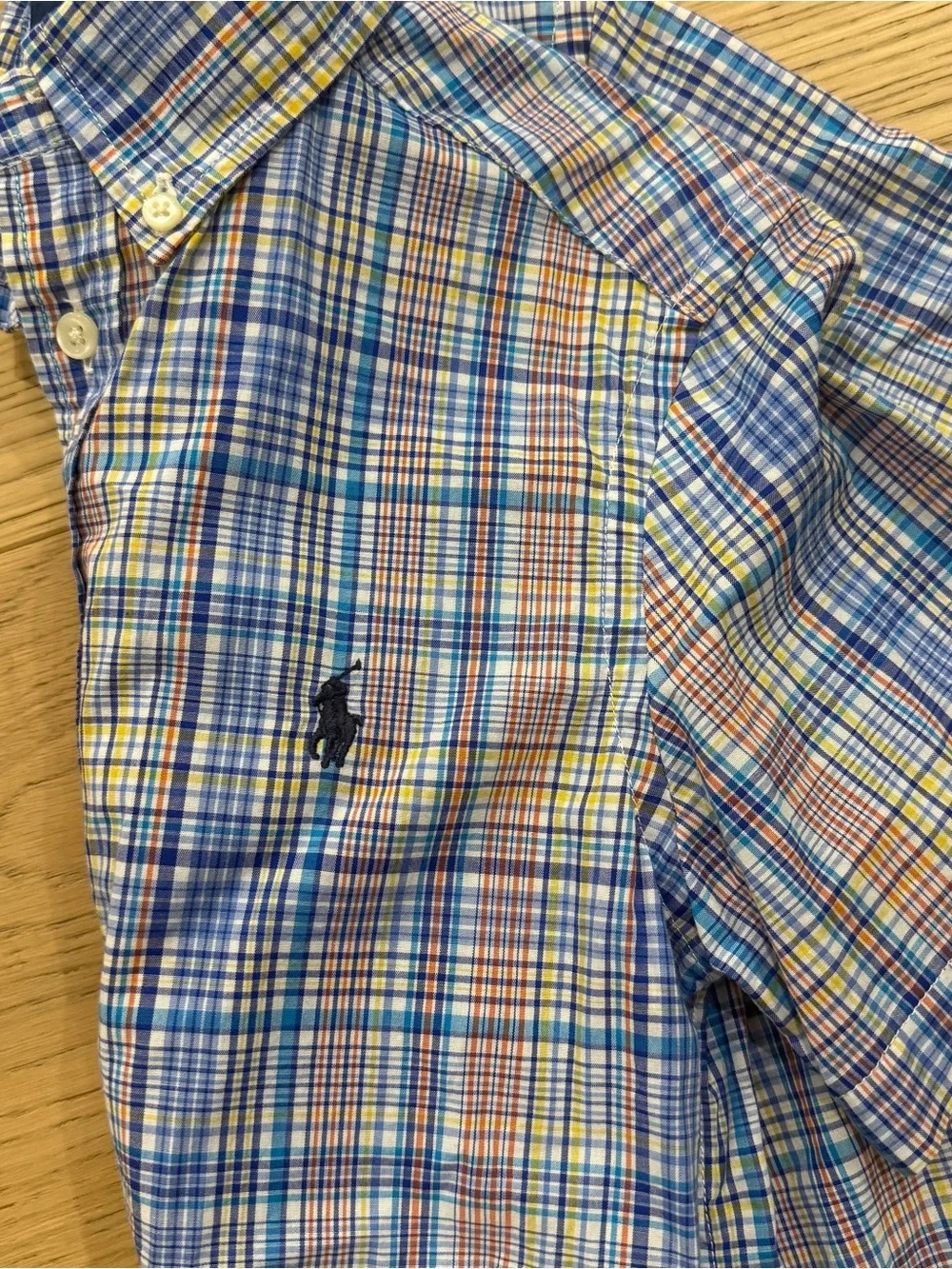 Ralph Lauren | Boys Blue Multi Plaid Short Sleeve Button-Down Shirt
